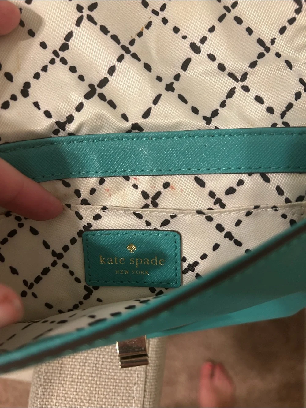 kate spade Teal Crossbody with silver tone Turn Lock